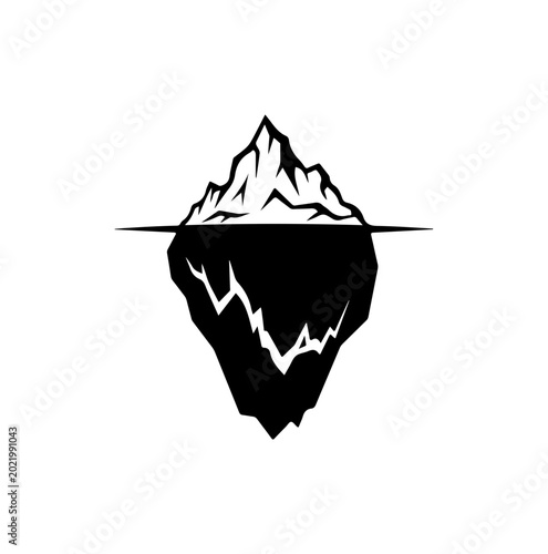 Bold Black Iceberg Silhouette Vector Illustration