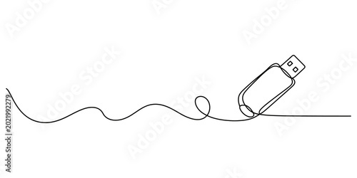 Obraz na płótnie Continuous line drawing Minimalist USB flash drive, simple line drawing, electro