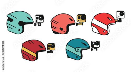 Helmet Cam Line art vector modern abstract color