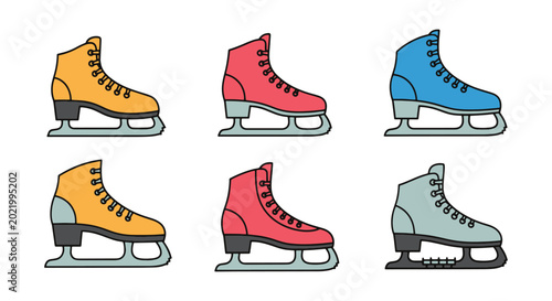 Ice Skates Line art vector abstract colorful shapes illustration