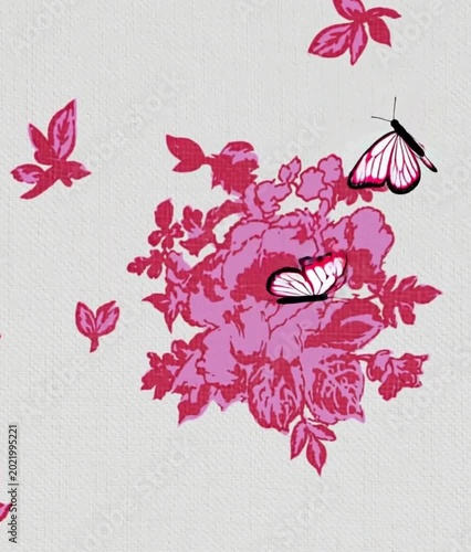 Pink floral pattern seamless background with watercolor texture