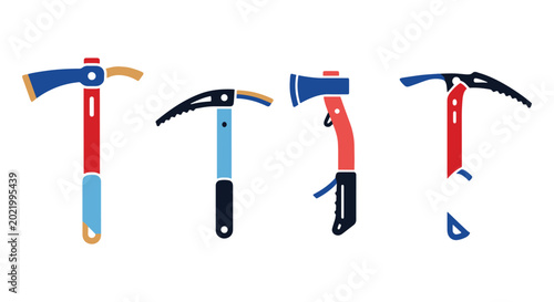 IceAxe Line art vector set modern simple shapes illustration