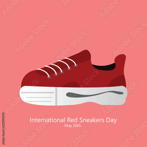 International Red Sneakers Day, May 20th, vector illustration.