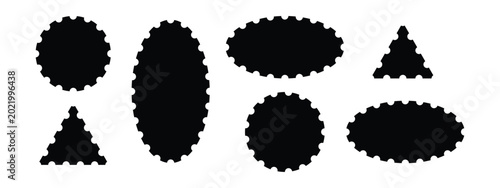 Blank postage stamps set of various sizes and shapes with serrated edges white  background. voctor set.