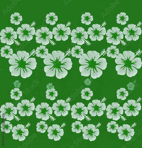 White flowers with green centers seamless pattern on dark background