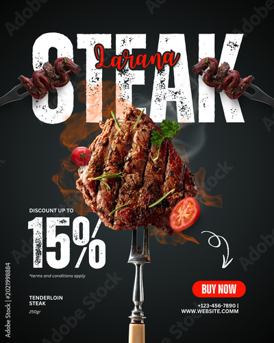 Grilled Steak, Luxury Food, Restaurant Promotion, Meat Discount