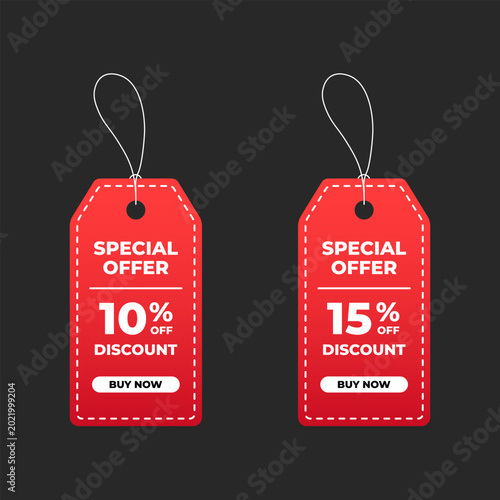 Obraz na płótnie Special offer red sale tag with 10 percent and 15 percent discount