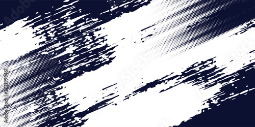 Vászonkép Dots halftone white \u0026 blue color pattern gradient grunge texture background