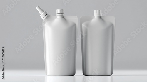 Pouch mockup with blank plastic spout packaging for liquid container design template