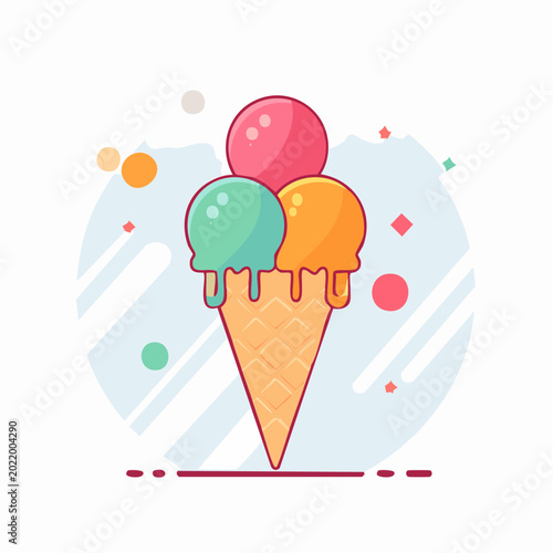 Colorful Ice Cream Cone Illustration