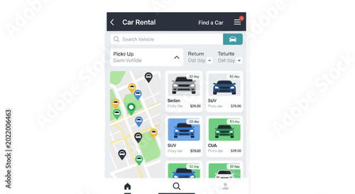 Car Rental Website Search Results Page.