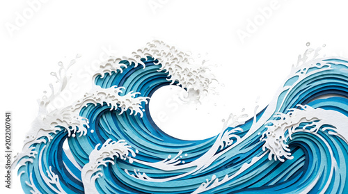 paper cut wave elements summer sale summer ideas concept transparent background