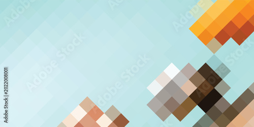 Abstract Geometric Pixelated Shapes on Light Blue Background.