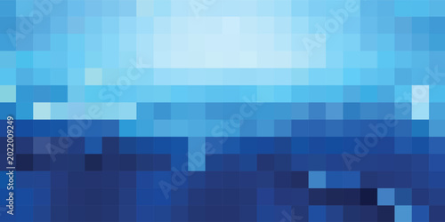 Fotografi Abstract Geometric Mosaic of Blue Tones Representing Digital Art.