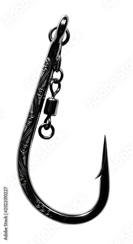 Fishing Hook with Swivel Isolated on Transparent Background Black Metal