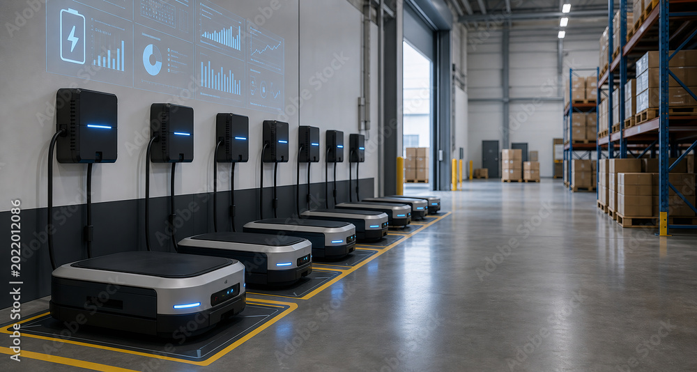 Autonomous Mobile Robots Charging Station in Modern Smart Warehouse