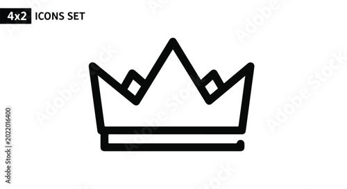 Schilderij op canvas Crown icons, royal symbols, king crown, monarch emblems, 4x2 icon set