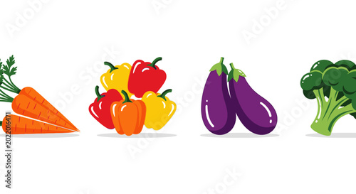Assorted fresh vegetable icons on a plain white background