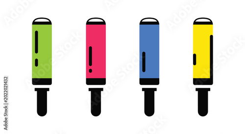 GlowStick Line art vector set minimal abstract color shapes