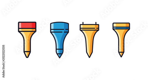 Golf Tee Line art vector set simple abstract illustration
