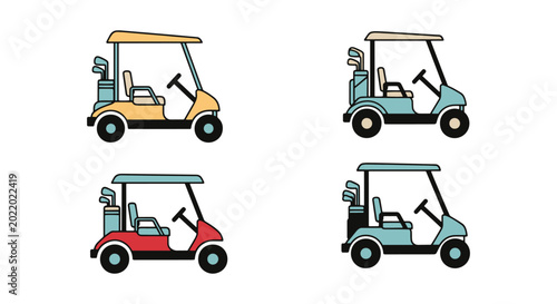 Golfcart Line art vector set modern shape abstract