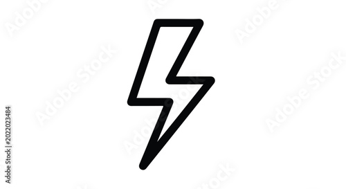 Fotografie Lightning bolt icon vector, black outline power symbol, electric flash sign for