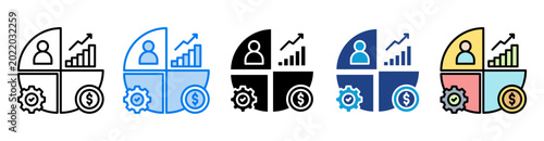 Segmentation icon set multiple style collection