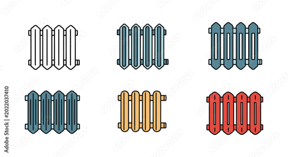 Obraz premium Radiator Line art vector set minimal abstract illustration