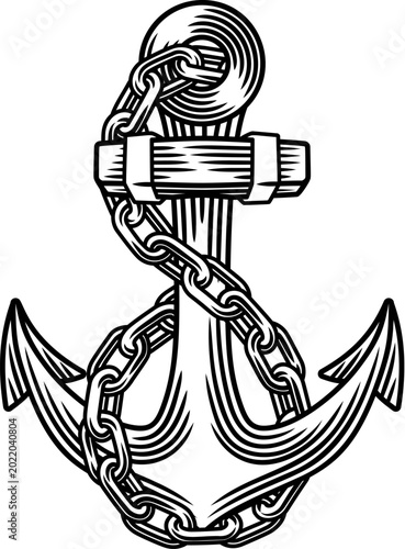 A ship anchor and chain rop...