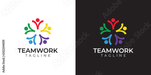 Modern Flat Abstract Teamwork People Circle Logo Design Element Symbol