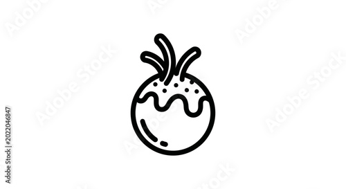 Foto Simple Outline Icon of Takoyaki Food