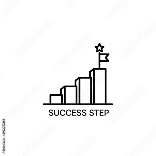 Fotografi Success Step Diagram: Reaching Goals with Flag and Star Icon