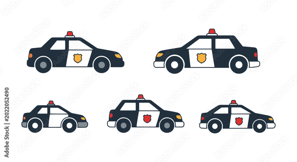 Naklejka premium Policecar Line art vector set simple abstract graphic