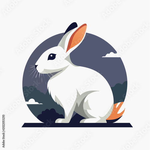 Stylized White Rabbit Illustration