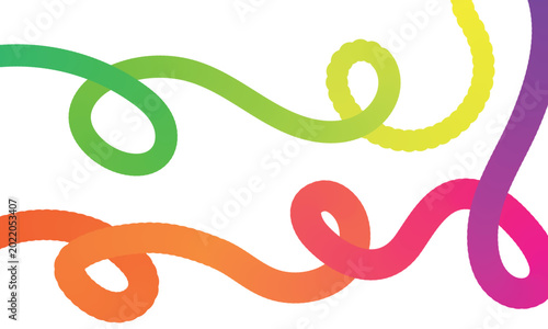 Vibrant colorful swirling lines on white background