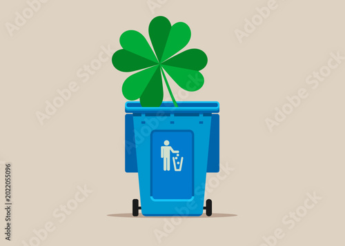 Obraz na plátne Trash can of with discarded clover