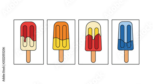 popsicle Line art vector set minimal simple shapes illustration