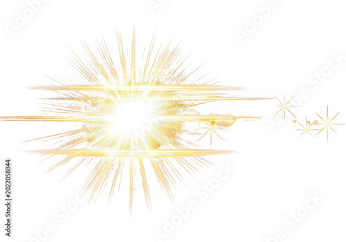 Golden Sunburst Light Explosion Transparent Background