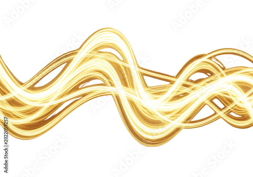 Golden Swirling Light Streaks Abstract Background Isolated