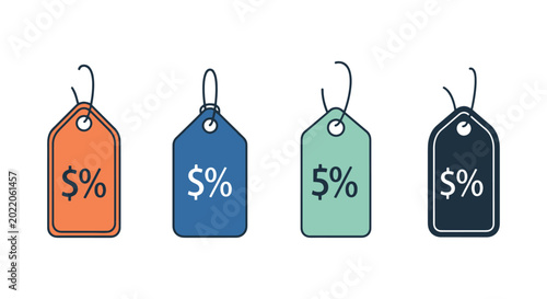price tag Line art vector set minimal abstract modern