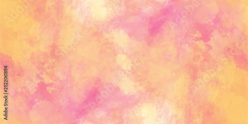 Foto Abstract watercolor with soft, flowing brushstrokes in a harmonious blend of pink and yellow hues creating a sense of warmth, calmness, and artistic expression