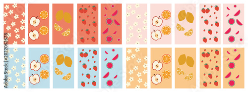 Tableau sur toile Collection of color variation abstract fruit poster