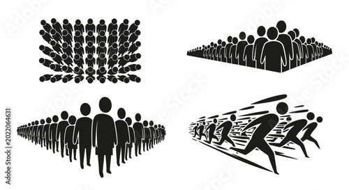 Crowd Silhouettes: Diverse Group Formations, Movement and Unity