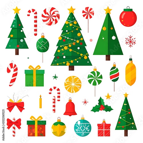 Christmas icons and holiday decorations.
