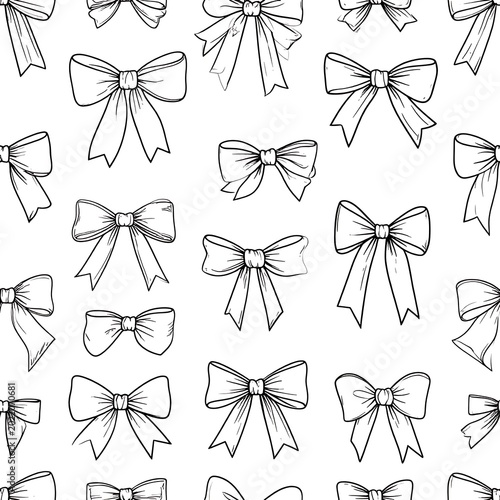 Black and white bow illustration pattern.