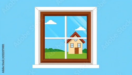 House View From Window Pane.