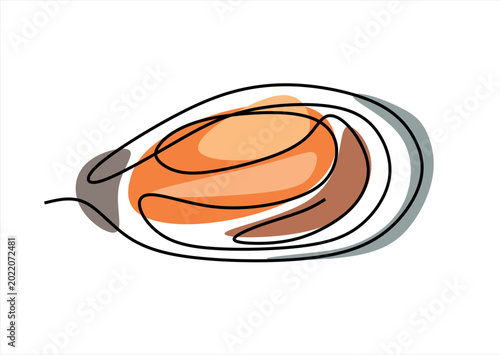 Canvastavla Mussels, sea clams continuous line drawing