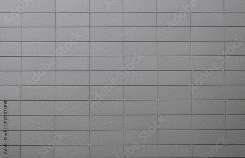 Fotografie Gray porcelain stoneware tiles on ventilated facade with stone effect