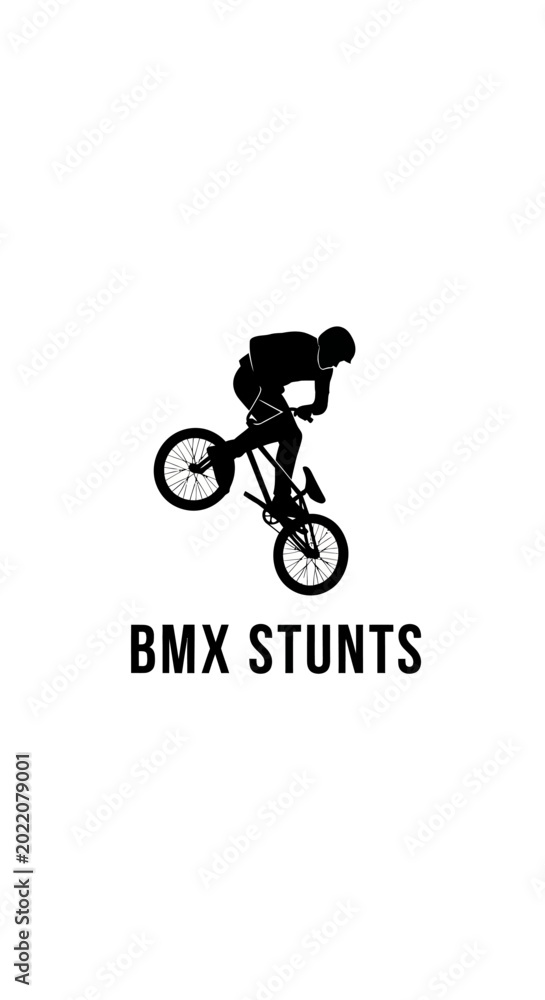 Fototapeta premium BMX Stunts Silhouette: Cyclist Performing Trick on White Background