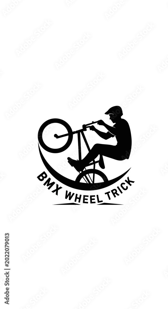 Fototapeta premium BMX Rider Silhouette Performing Wheelie Trick